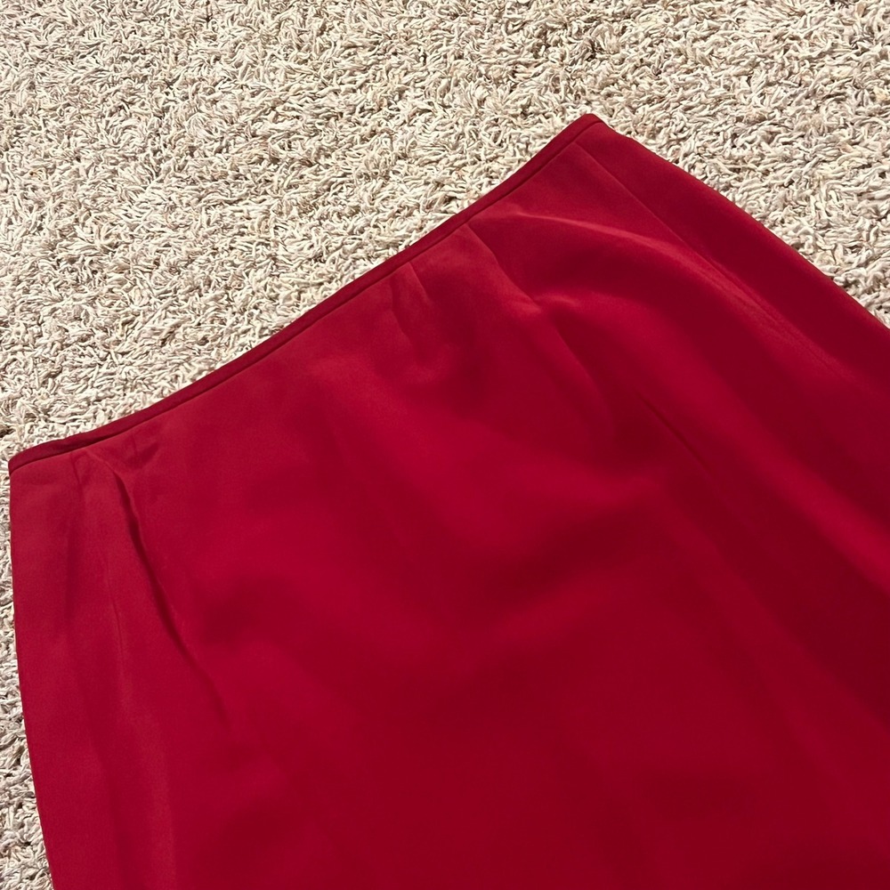 Kasper ASL Red Pencil Skirt Womens Size 14 Career Workwear Lined Back Vent Crepe